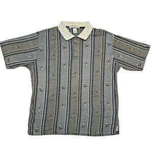 GRAND SLAM all over print aop golfer golf polo shirt LARGE tag vtg 90s golf prep